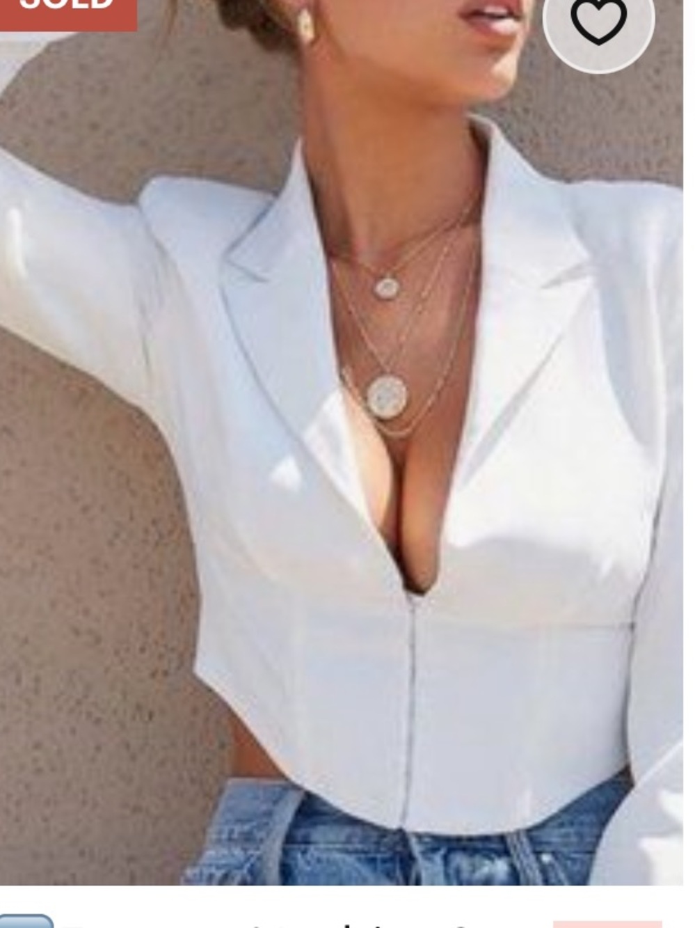 Forever 21 white long sleeve cropped blazer size medium